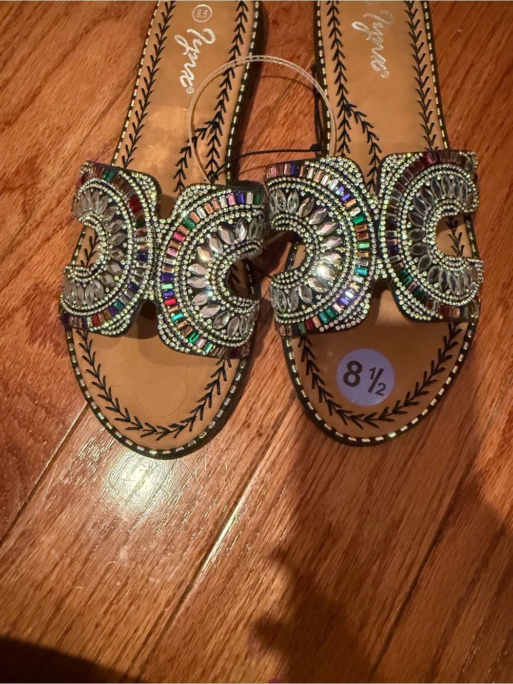 Beaded Multicolor Women's Slide Sandals - Picture 4 of 4
